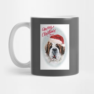 Saint Bernard Merry Christmas Santa Dog Holiday Greeting Mug